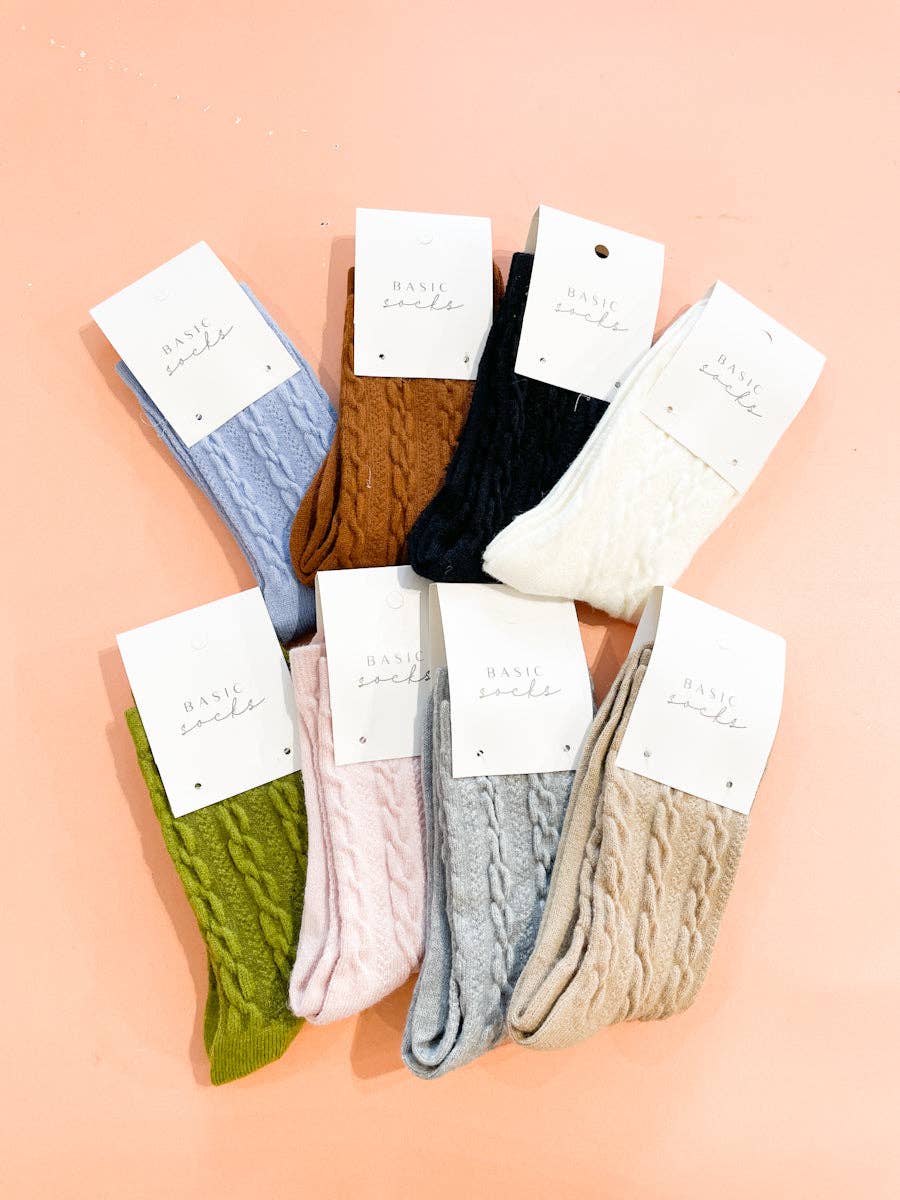 Winter Cable Woolen Crew Socks
