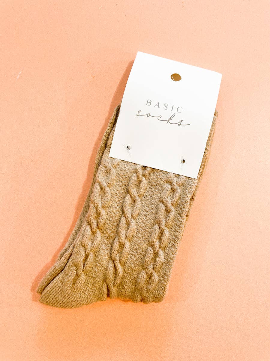 Winter Cable Woolen Crew Socks
