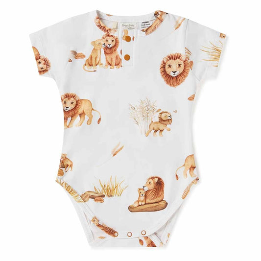 Lion Short Sleeve Organic Bodysuit