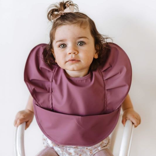 Mauve Frill Snuggle Bib Waterproof