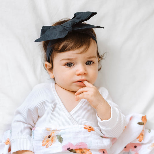 Navy Linen Bow