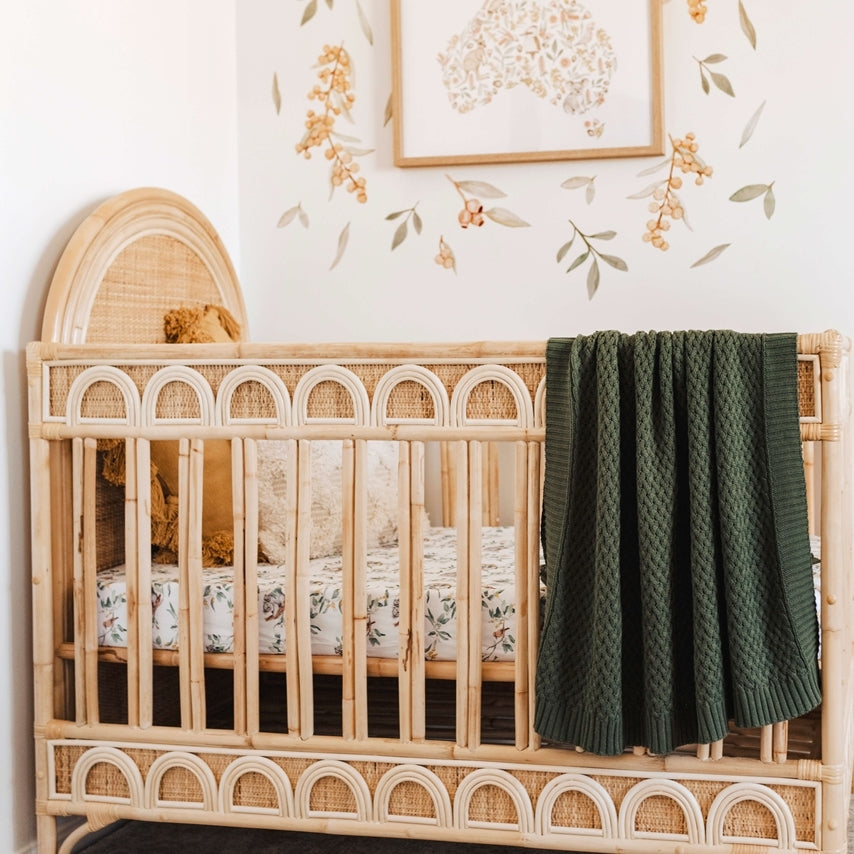 Olive Diamond Knit Baby Blanket