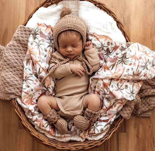 Fawn Merino Wool Bonnet & Booties Set