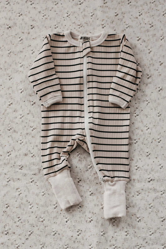 Stripe Ribbed Zip Suit